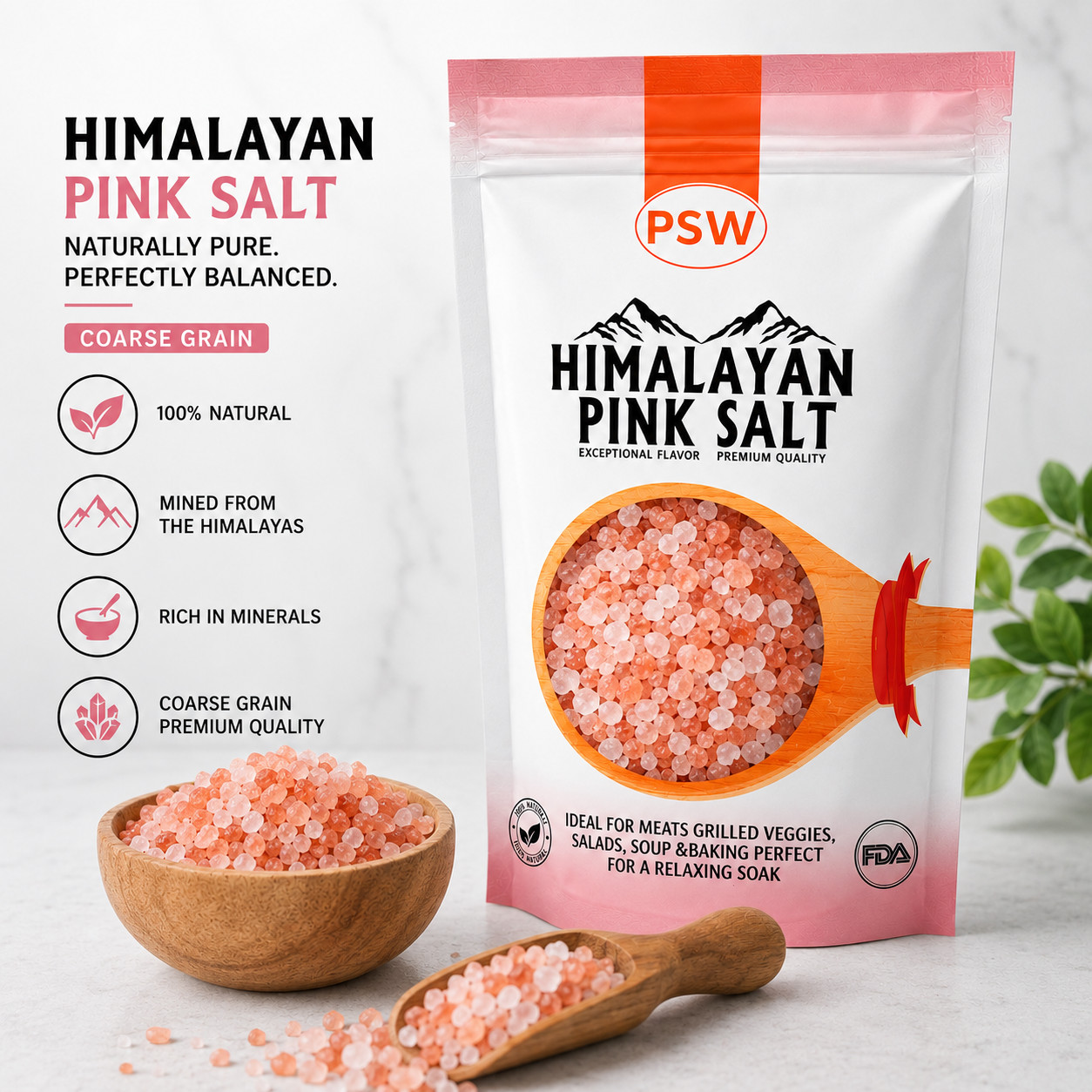 Himalayan Pink Salt Coarse Grain 5 lb Natural Food Grade Grinder Refill Edible