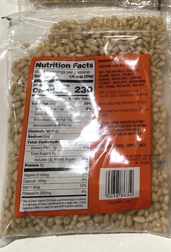 2 Packs New Trader Joe’s Unroasted & Unsalted Pignolias Pine Nuts 8oz Each X 2
