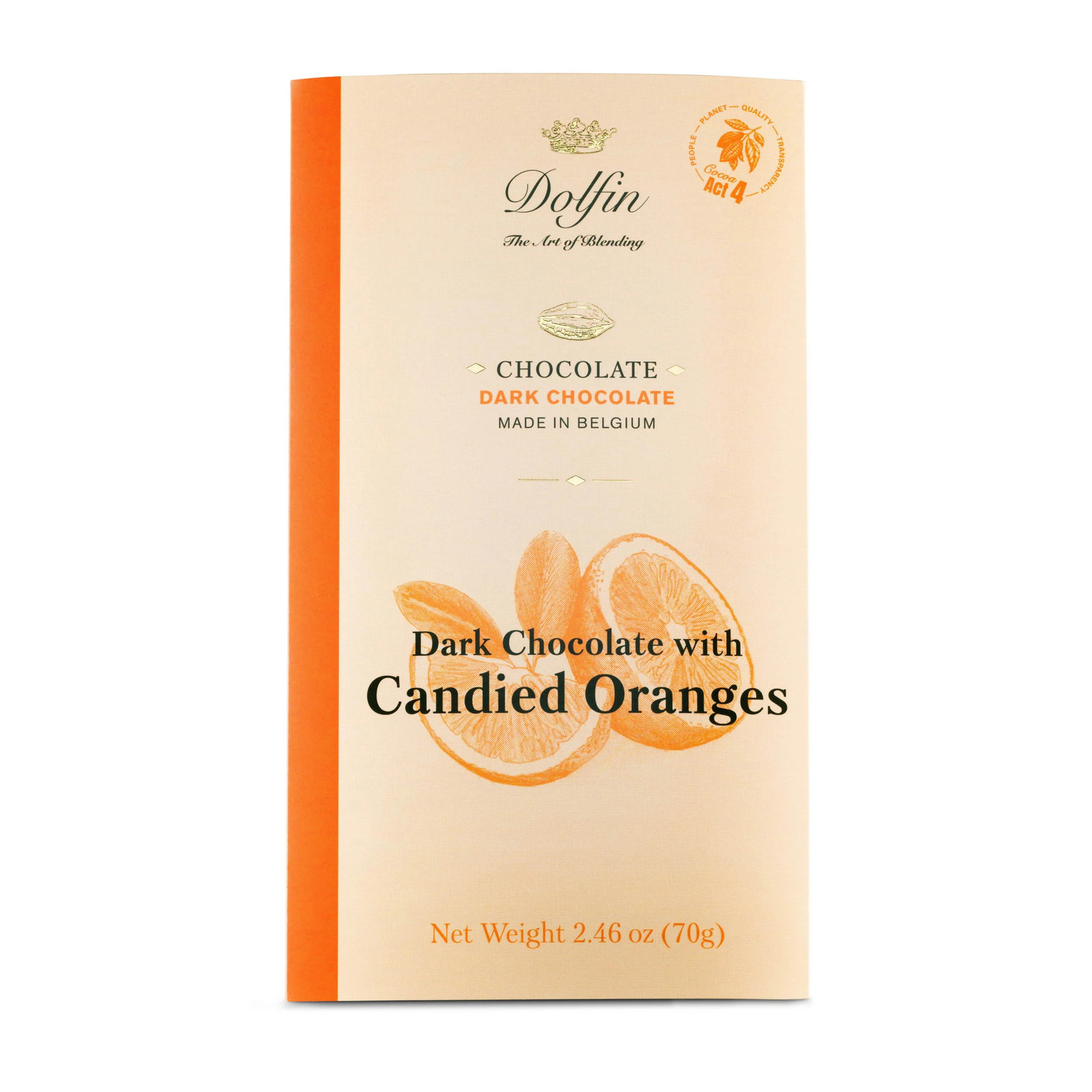 Dolfin 60% Dark Chocolate Bar with Candied Oranges