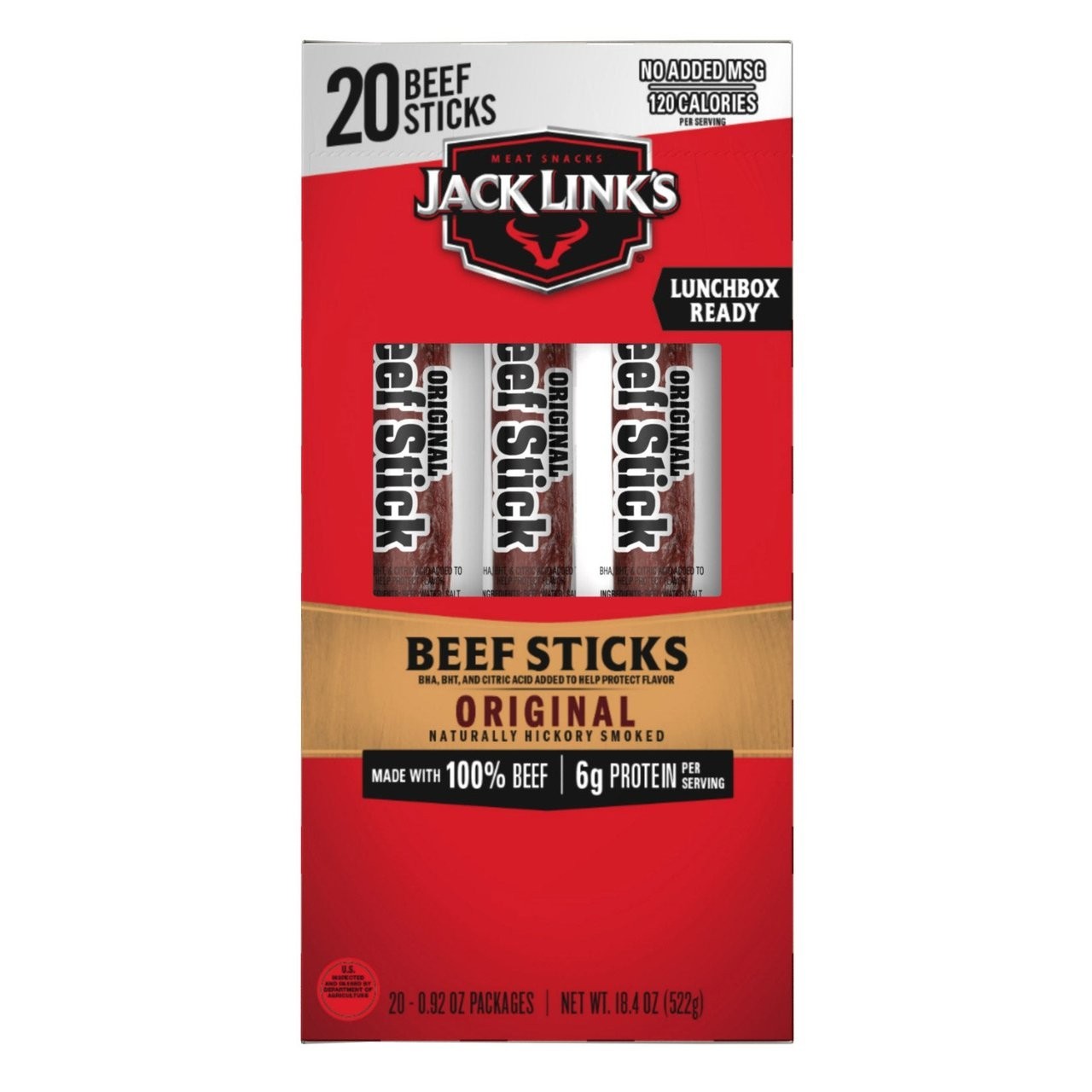 Jack Link’s Original Beef Jerky Sticks – 0.92 Ounce (Pack of 20), Multi-Color