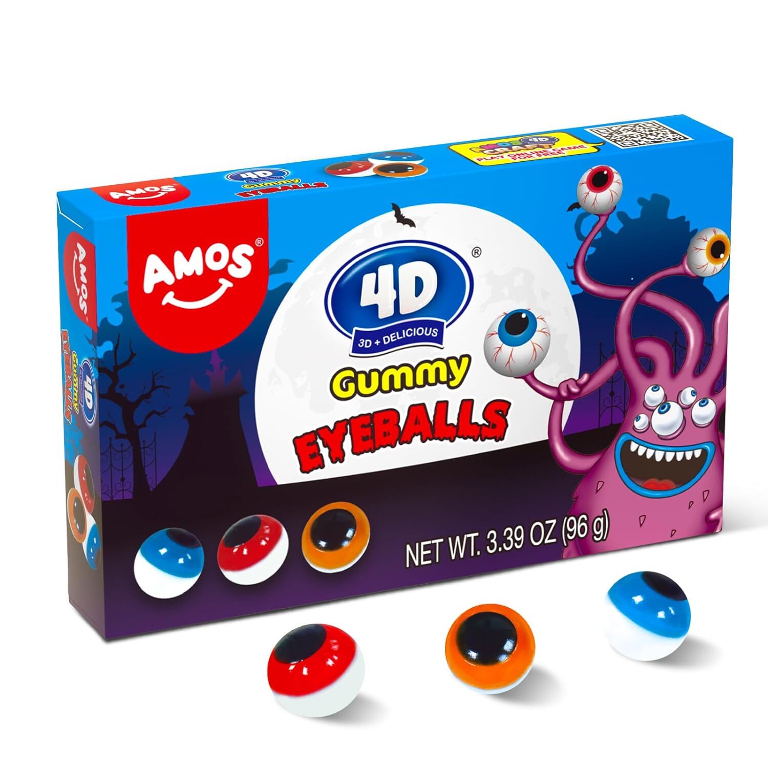 4D Gummy Candy Eyeballs Variety of Edible Colors – 3.39 oz (96g)