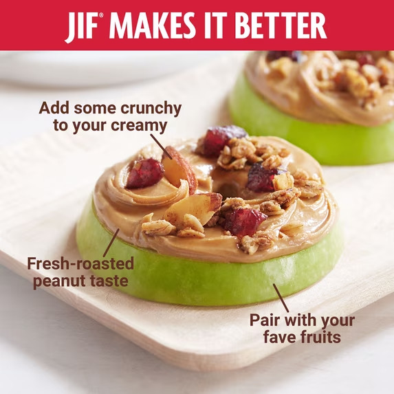 Jif Natural Creamy Peanut Butter Spread, Made with 90% Peanuts, 40 oz Jar