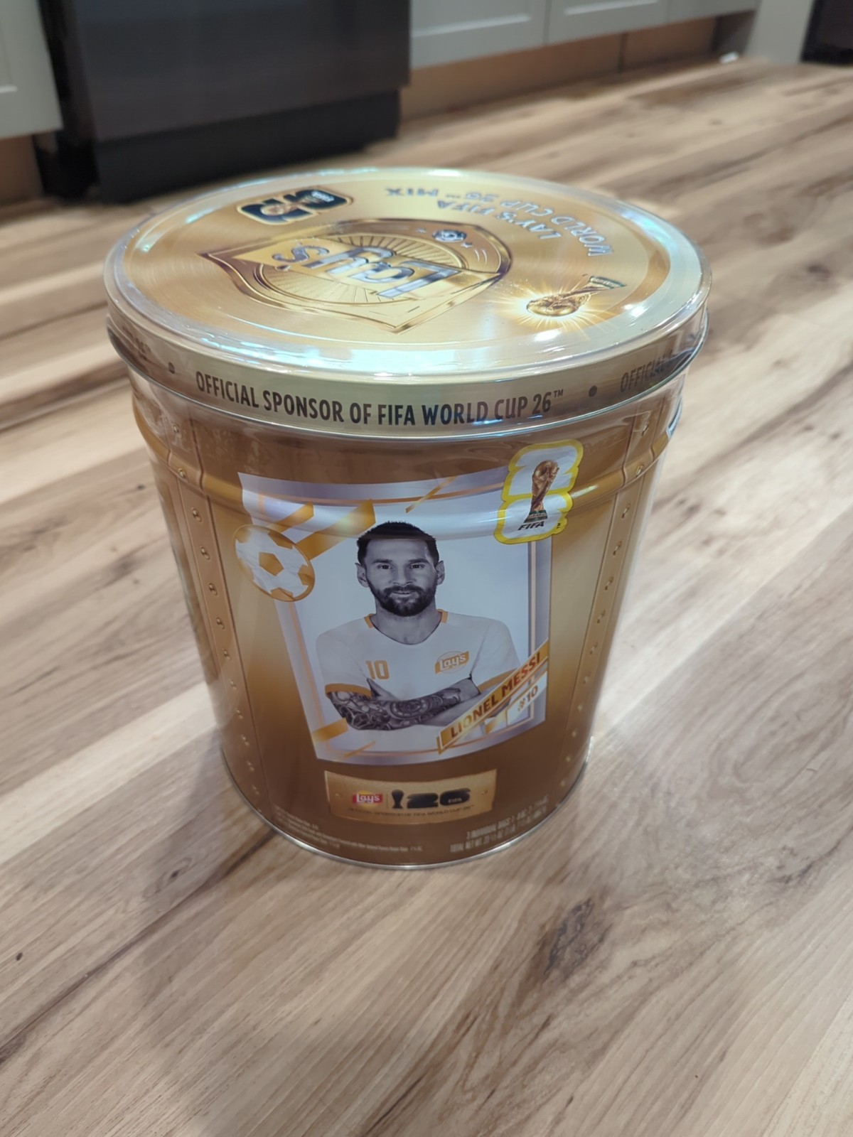 Lays FIFA World Cup 2026 Mix Large Collectible Tin Lionel Messi Sealed 3 Bags