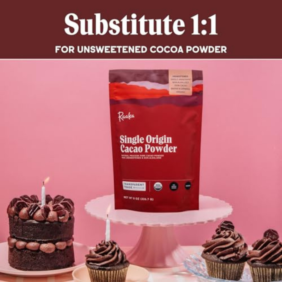 Organic Unsweetened Cacao Powder with Rich Dark Chocolate Flavor NEW