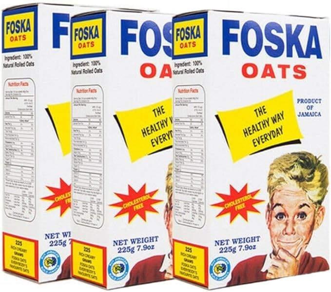 Jamaican Foska Oats 225g 3 Pack Authentic Caribbean Rolled Oats Porridge Cereal