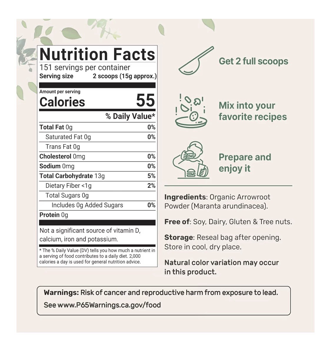 Organic Arrowroot Powder (Flour), 5lb (80oz) | Premium Source from Arrowroot …