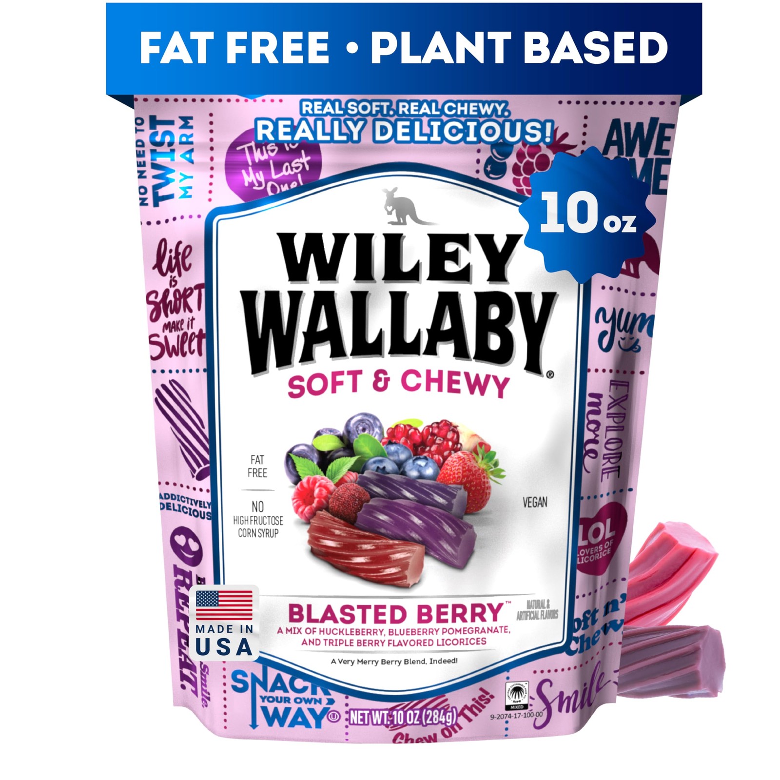 Wiley Wallaby Licorice 10 Ounce 10 Blasted Berry (Pack of 1), Purple