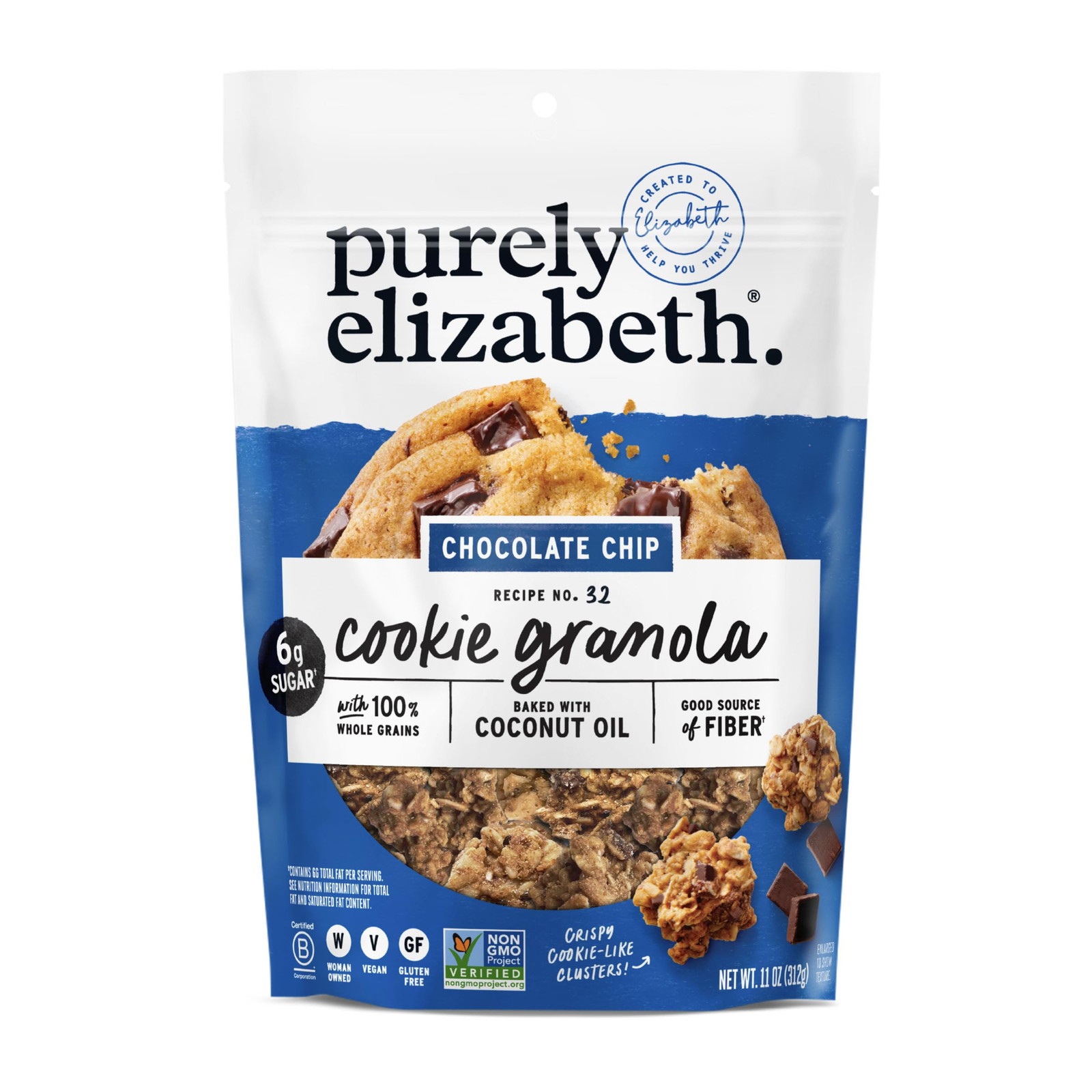 Purely Elizabeth Chocolate Chip Cookie Granola 11oz Gluten Free Whole Grains