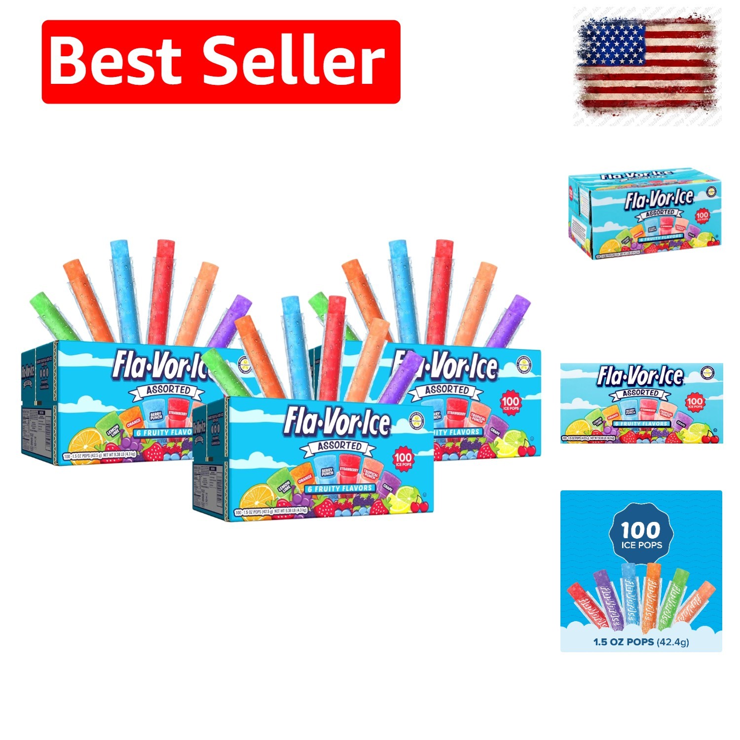 Popsicle Variety Pack of 1.5 Oz Freezer Bars, Assorted Flavors, Lemon-Lime, B…