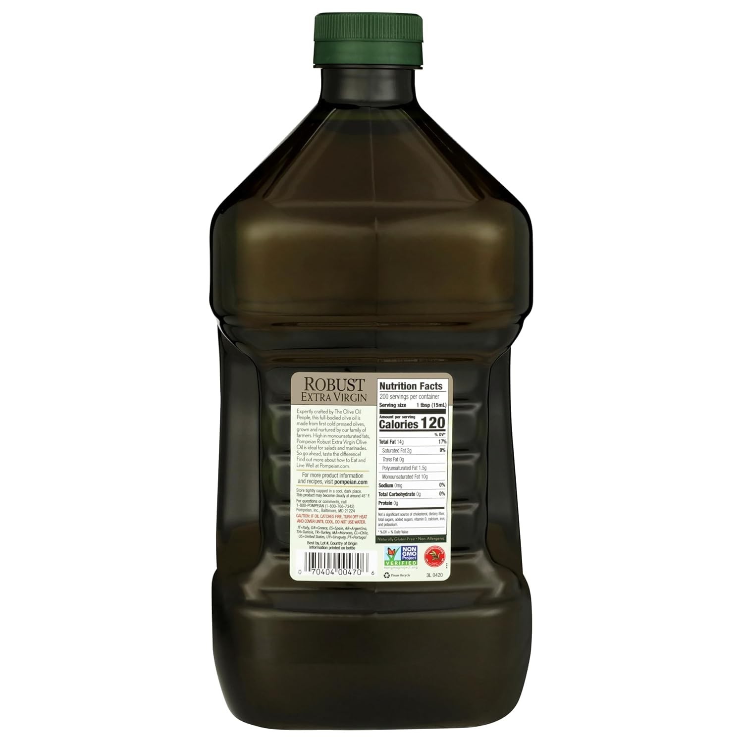 Pompeian Robust Extra Virgin Olive Oil 101 fl oz 3 L First Cold Pressed Oliv…