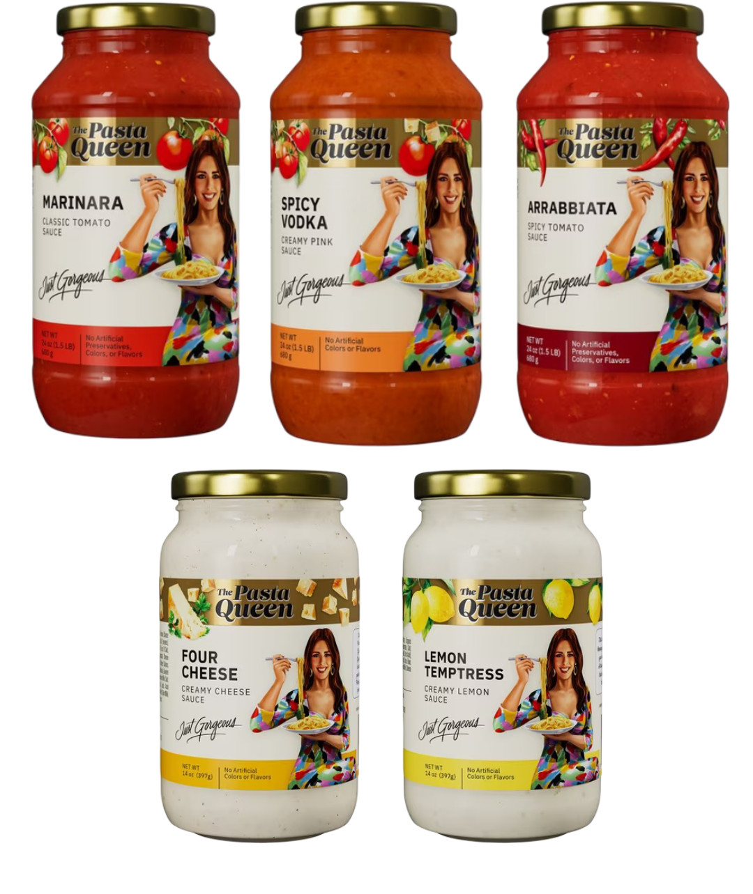 1 of Each – The Pasta Queen Sauce, 24 oz & 14 oz