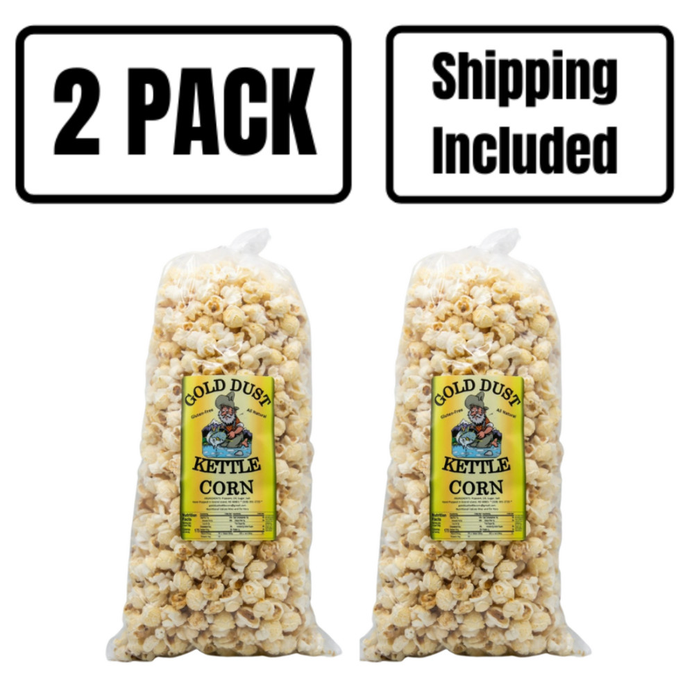 Kettle Corn | Pack of 2 | 8 oz | Non-GMO | Shipping Included | Gold Dust Kettle