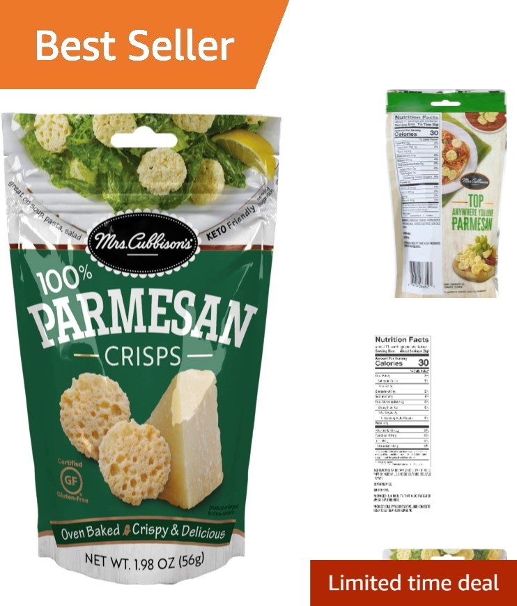 100% Parmesan Cheese Crisps – Resealable 1.98 oz Bag, Tasty Snack & Salad Topper