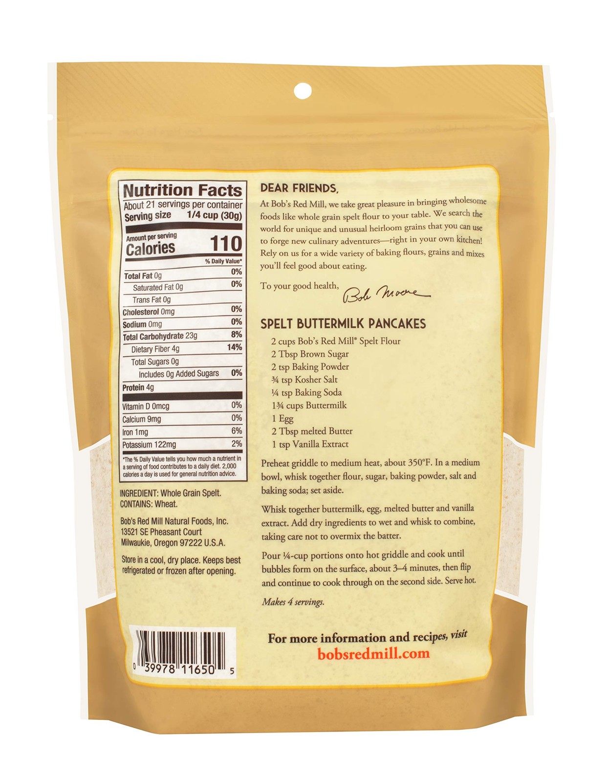 Bob’s Red Mill Spelt Flour, 22-ounce (Pack of 4)