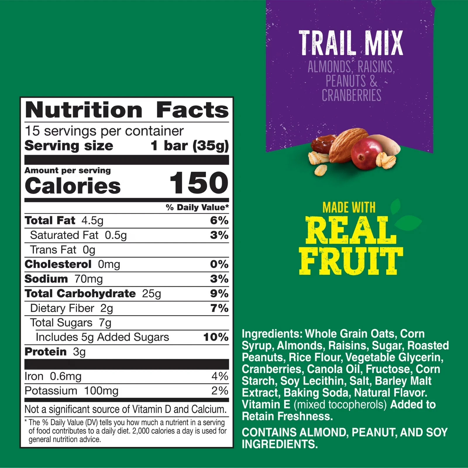 Nature Valley Chewy Fruit and Nut Granola Bars, Trail Mix, 15 Count, 18 oz