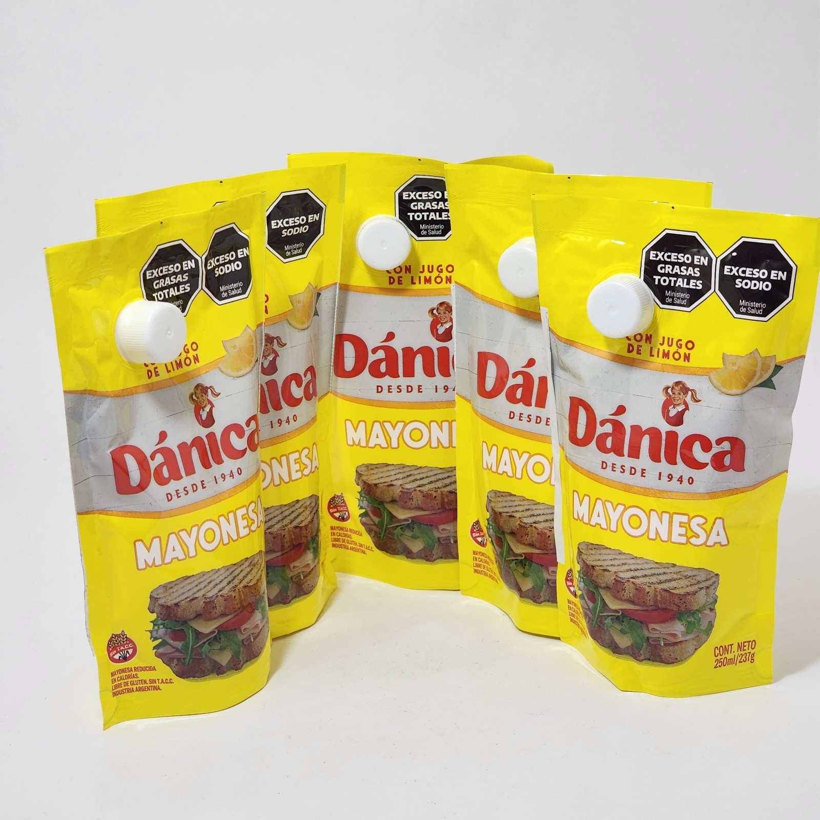 5 Danica Mayonesa Con Limon 250 mL / 237 g Argentinian Mayonnaise Touch Limon
