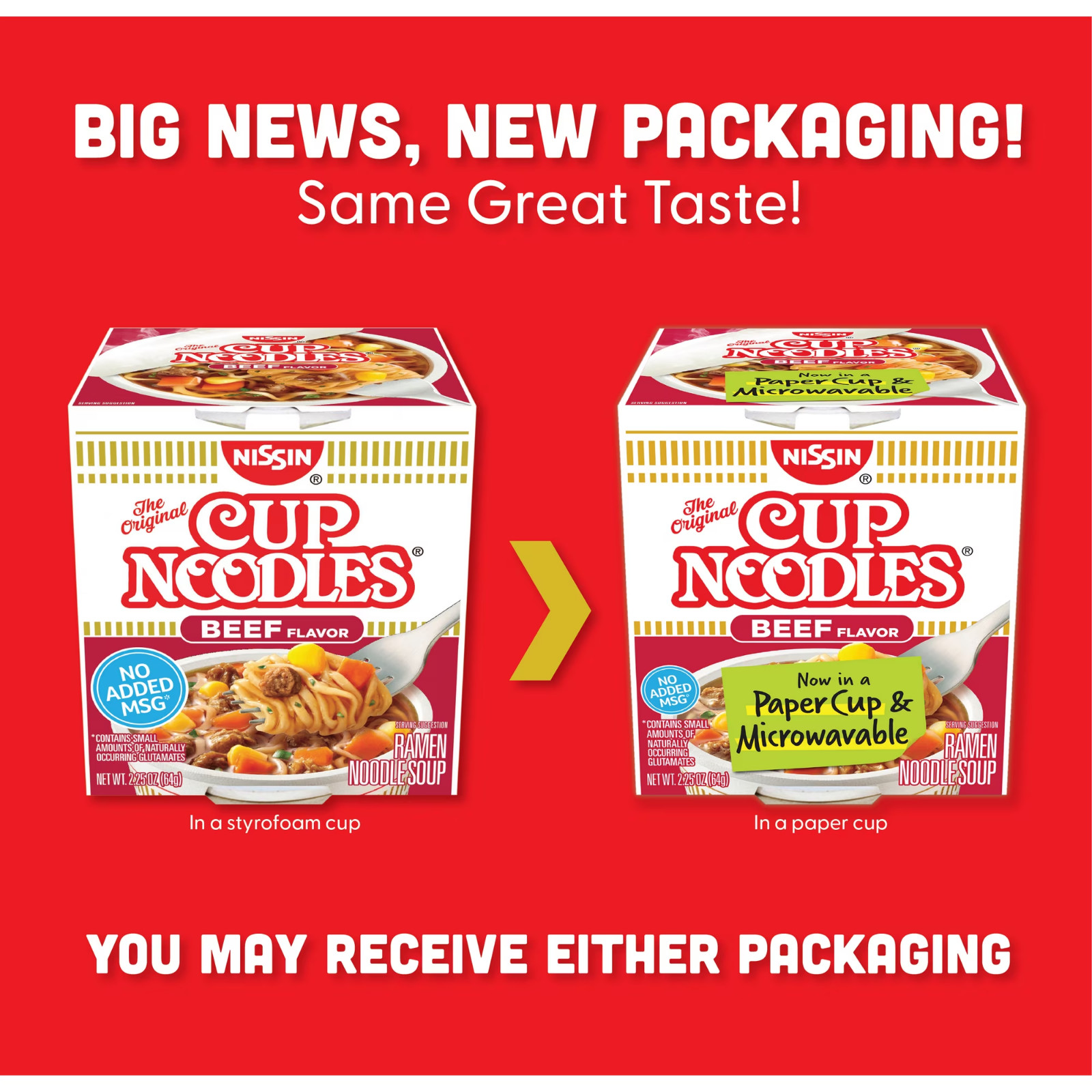 (12 pack) Nissin Foods The Original Cup Noodles Ramen Noodle Soup, Beef Flavor..
