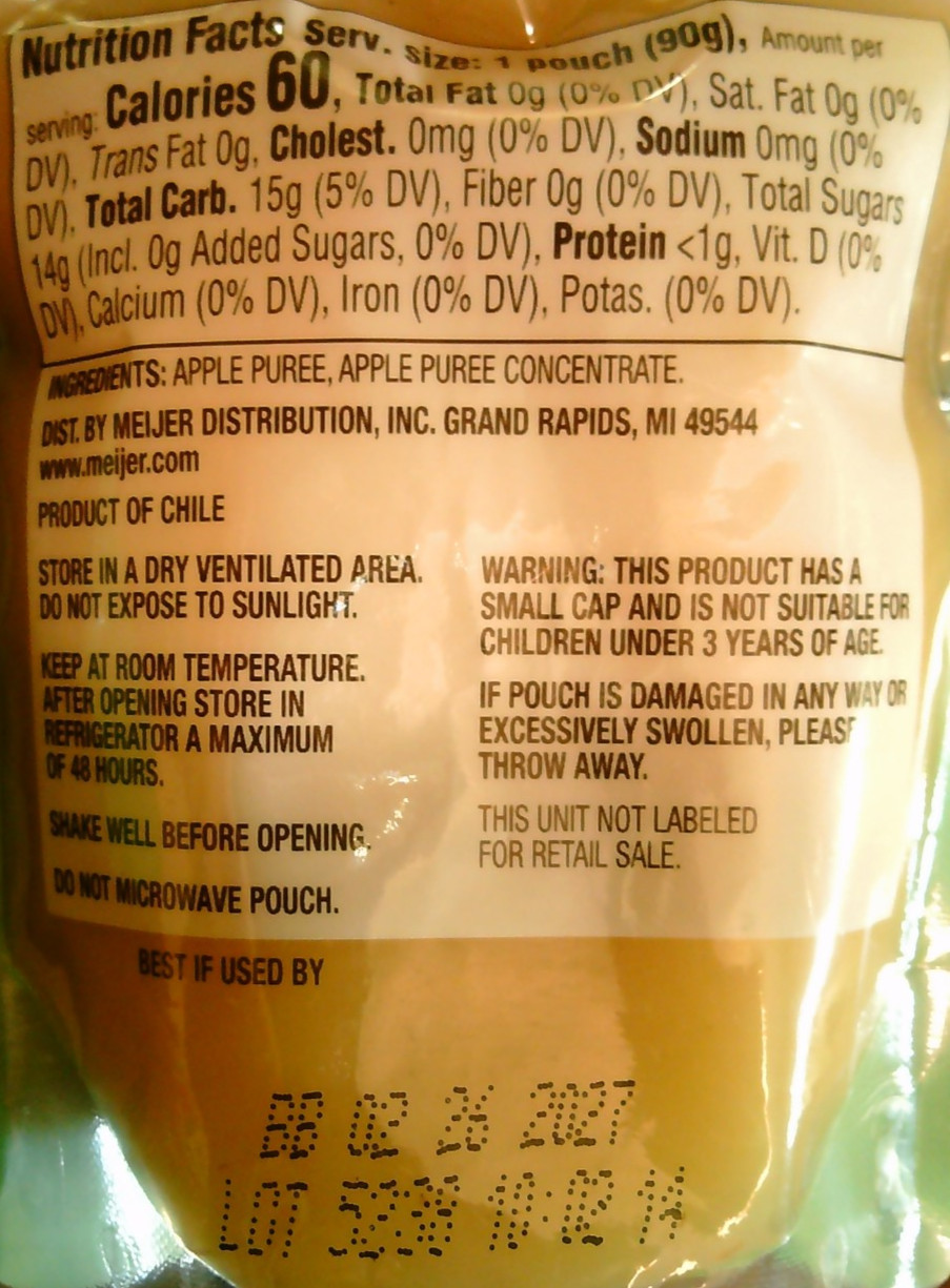 LOT OF 24 (twenty-four) Meijer no added sugar Cinnamon/Apple/Banana Applesauce