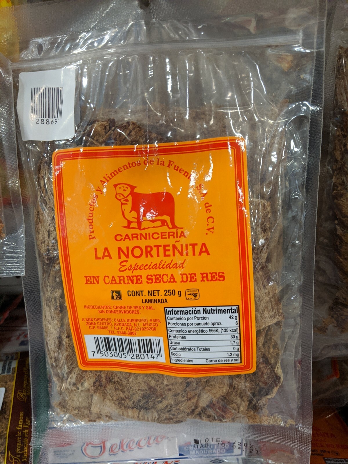 LA NORTENITA CARNE SECA DE RES MACHACADO 250g Laminada