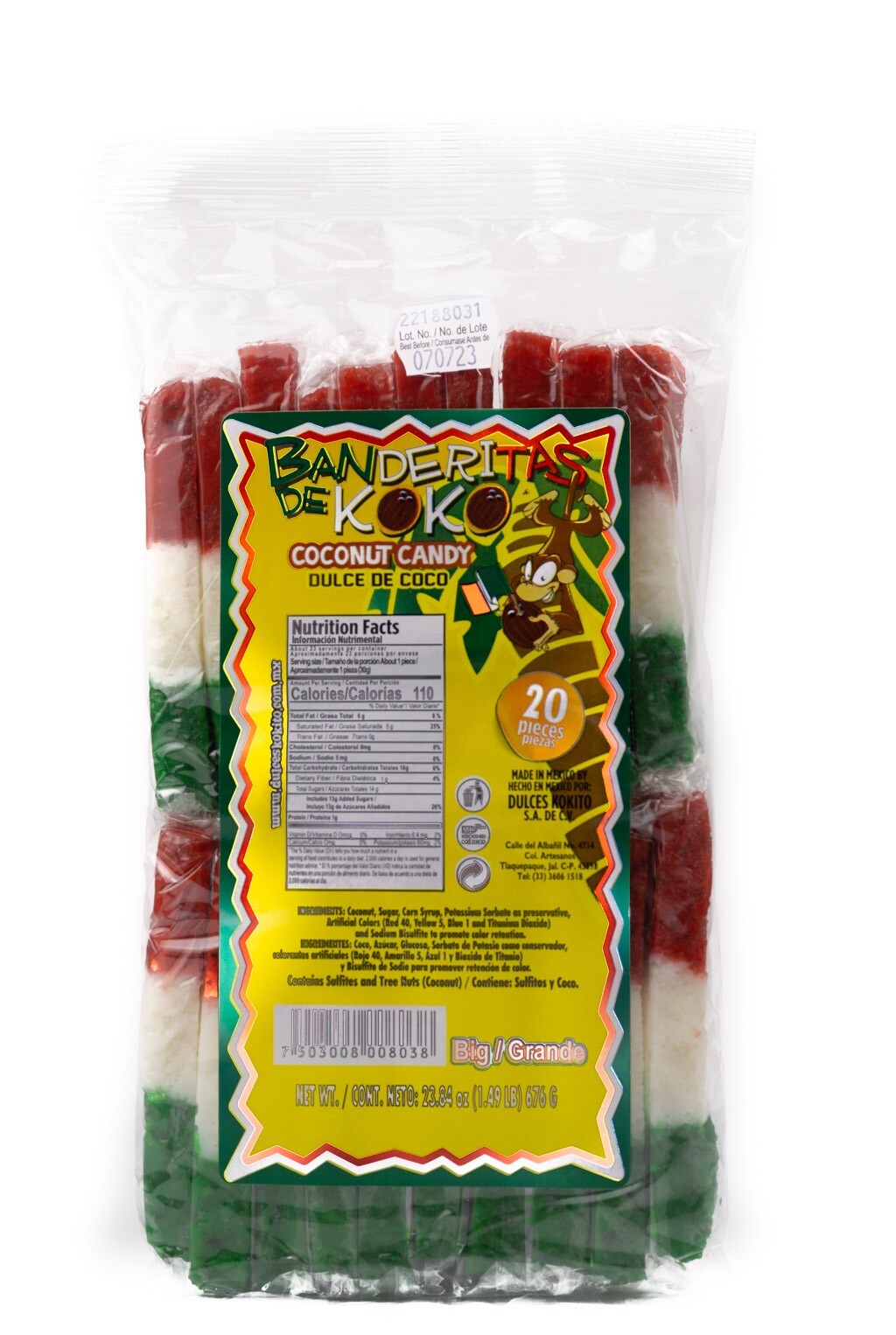 Banderitas De Coco Kokito Coconut Mexican Candy Dulce De Coco 20 Pieces