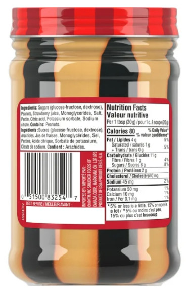 Smucker’s Goober Peanut Butter & Strawberry Jelly with Pectin, 510g