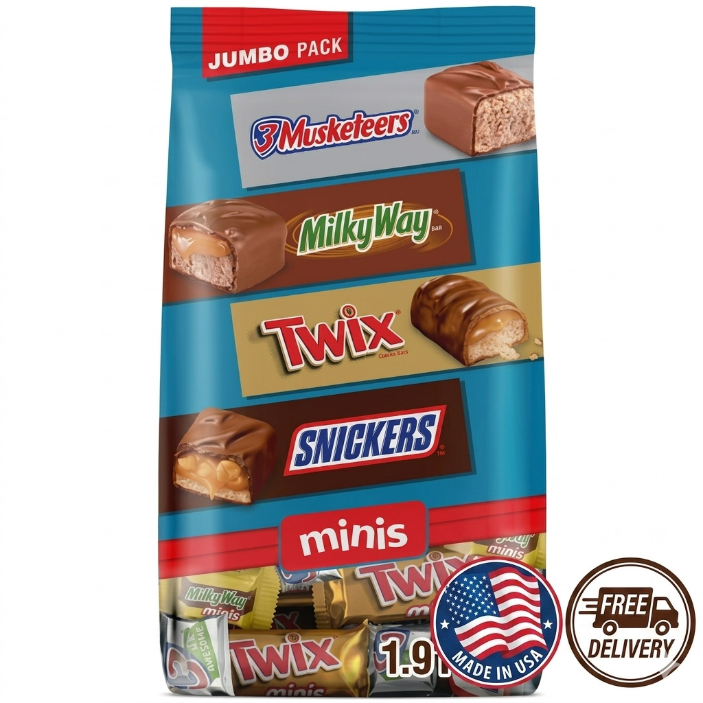Snickers Twix Minis Chocolate Candy Bars Variety Pack 30.63oz Bulk Bag Fun Size