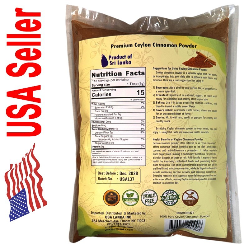 Premium Ceylon Cinnamon Powder, 16 Oz (1 lb)