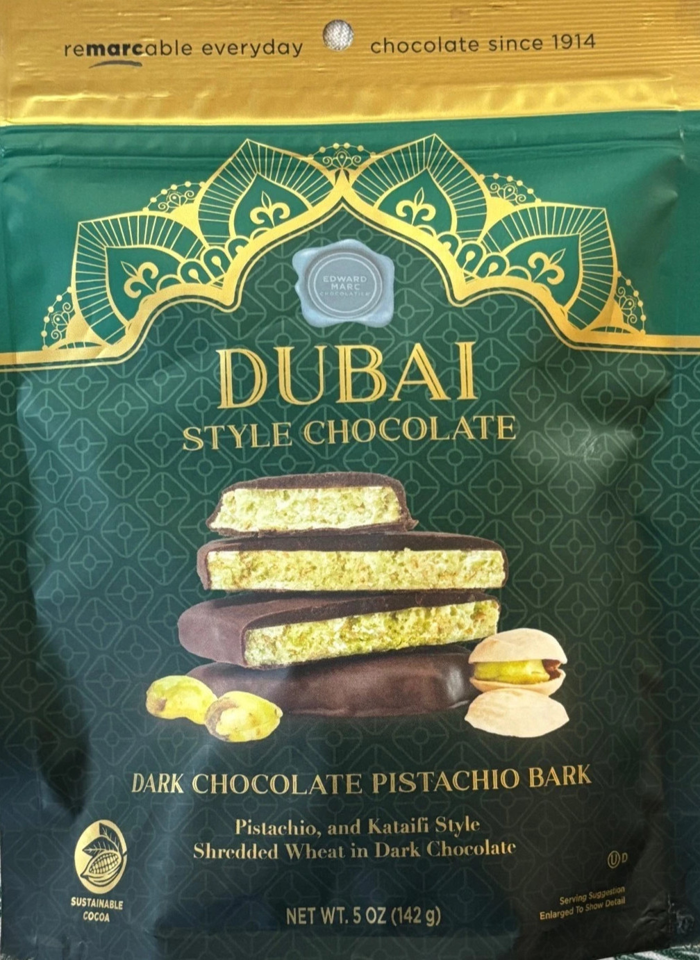 Edward M. DUBAI Dark Chocolate Bark Pistachio Kataifi BB 02/11/2027 5 oz. 1bag