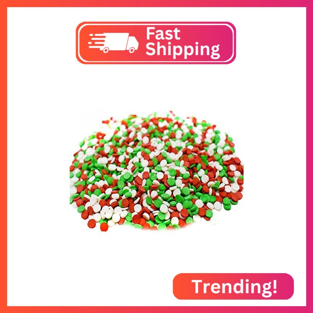 Confetti Christmas Sprinkles – 8 oz Resealable Stand Up Candy Bag – Christmas Th