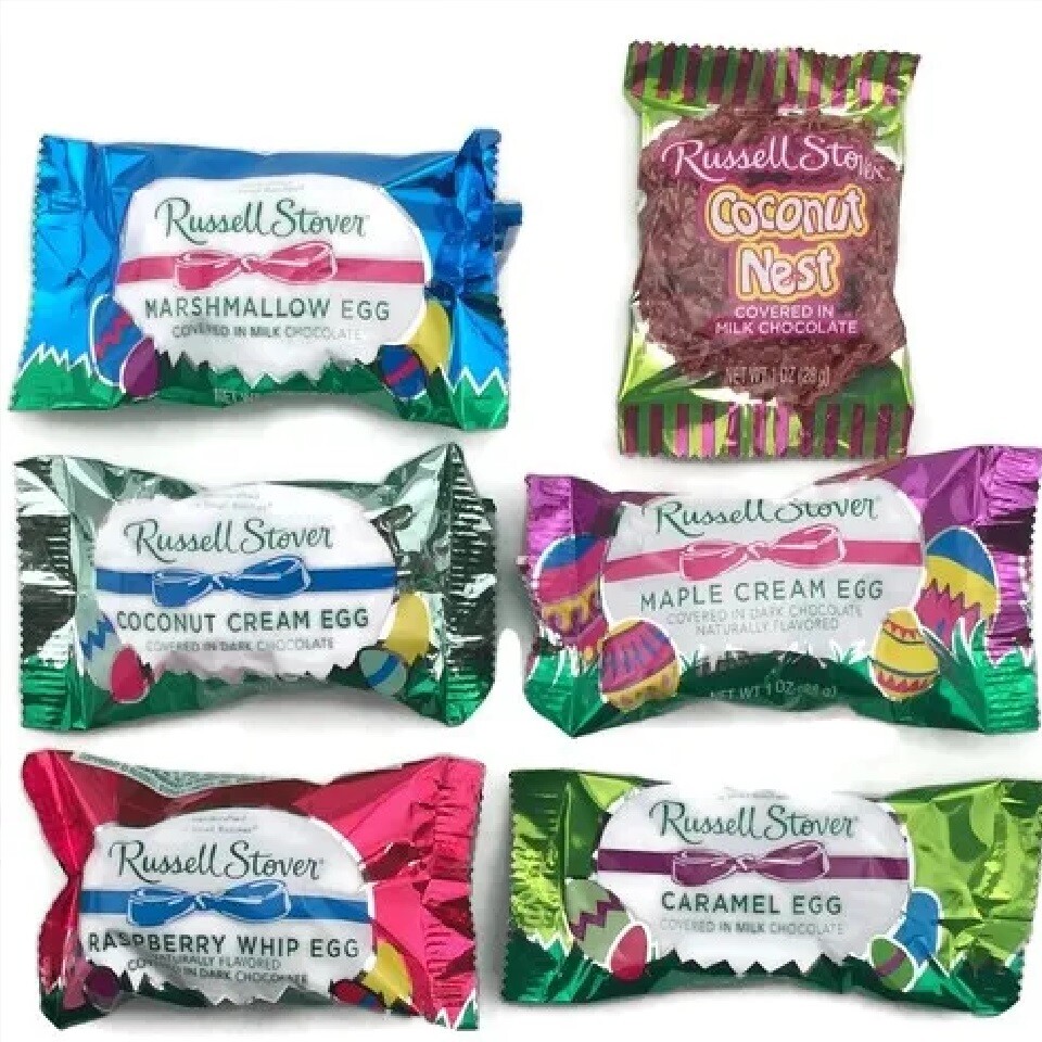 RUSSELL STOVER ASSORTED MILK/DARK CHOCO MARSHMALLOW ASSORTED EGGS MIX BULK NOW!!