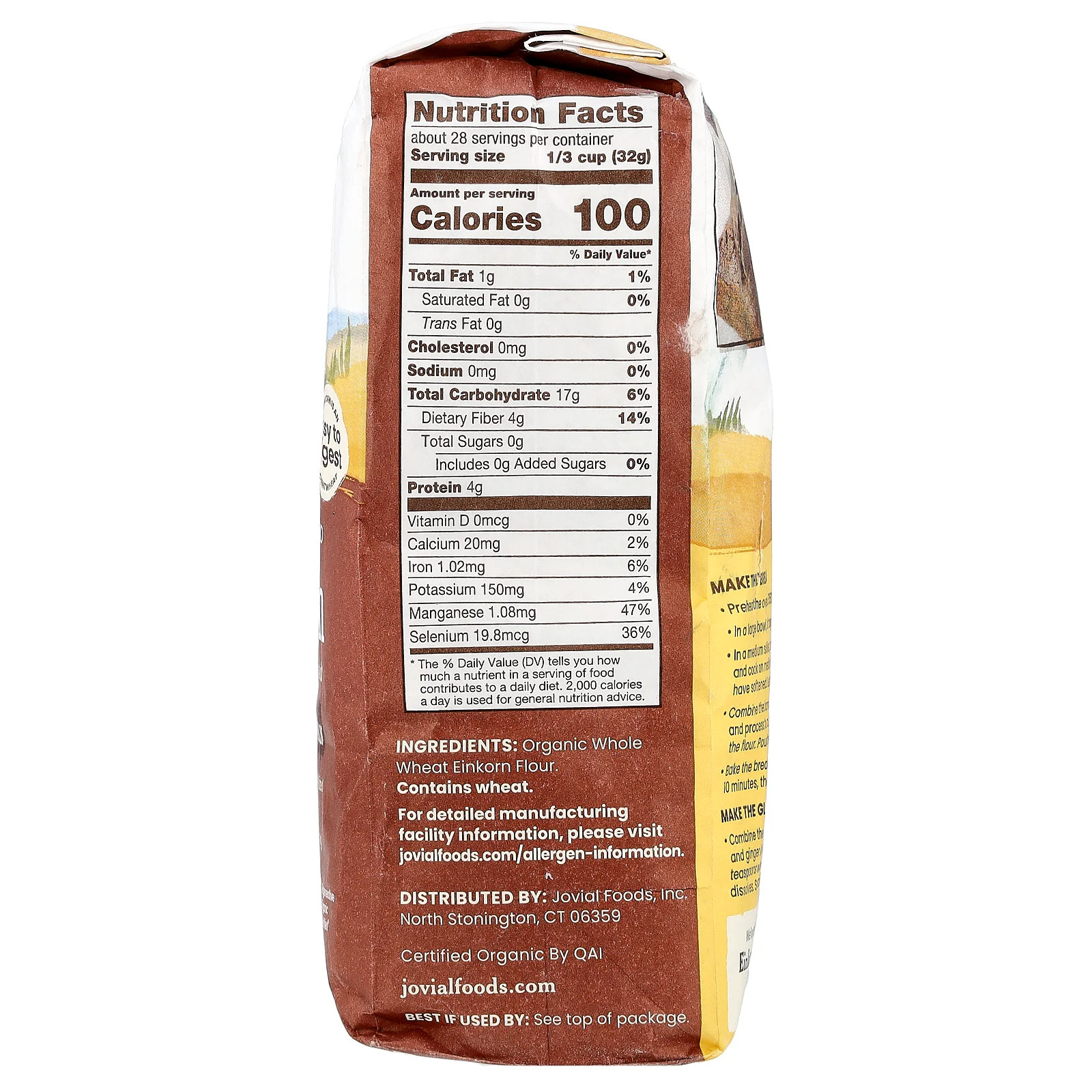 Organic Einkorn Whole Wheat Flour, 32 oz (907 g)