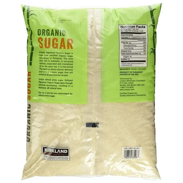 Kirkland Organic Fine Granulated Cane Sugar 10 lbs Sweet Dessert Food Halal