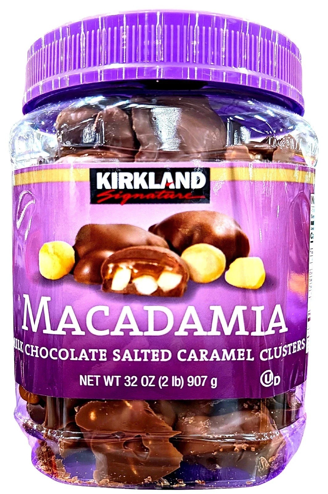 2 Pack Kirkland Macadamia Clusters Salted Caramel Milk Chocolate 32 oz Each