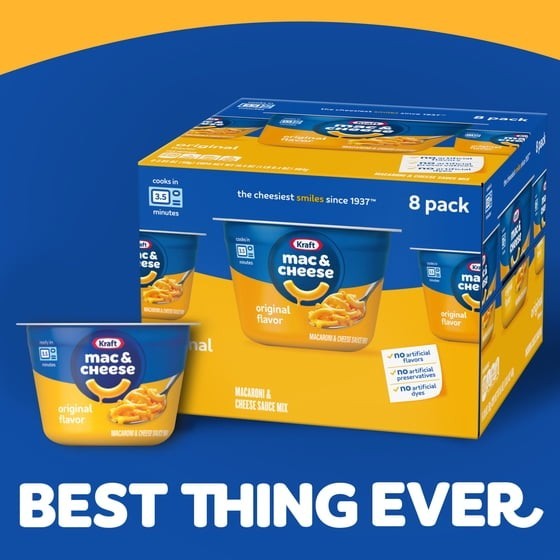 Kraft Original Mac N Cheese Macaroni and Cheese Cups Easy Microwavable Dinner, 8