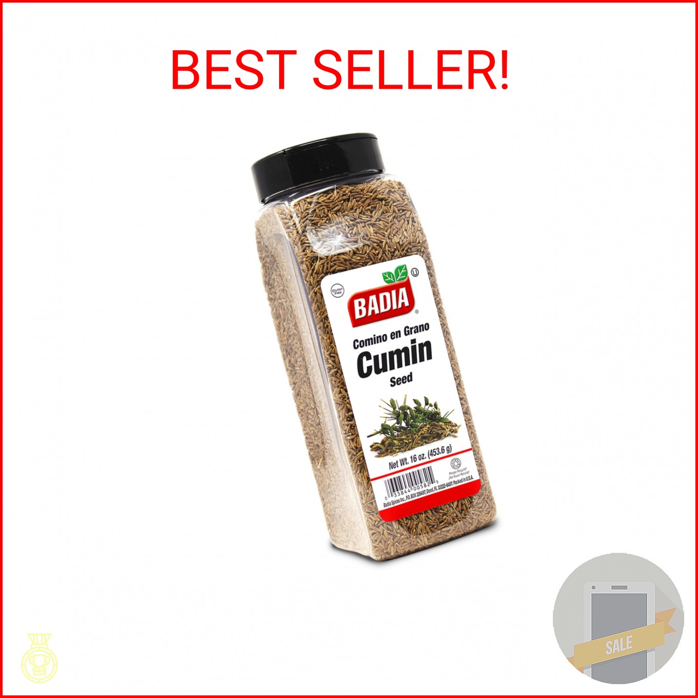 Badia Cumin Seeds, 16 oz – Whole Comino Seeds for Cooking & Seasoning