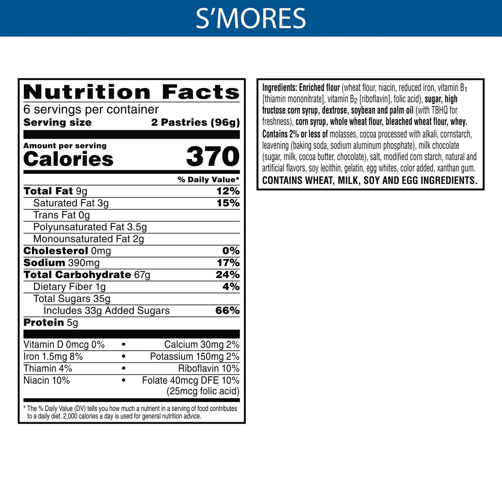Pop-Tarts Toaster Pastries, Breakfast Foods, Kids Snacks, Frosted S’mores (72