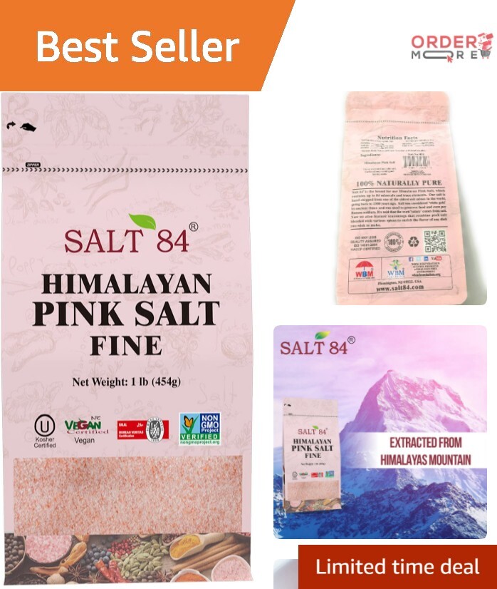 100% Natural Pink Salt from Himalayas – Fine Grain, 1 lb for Flavor & Wellness