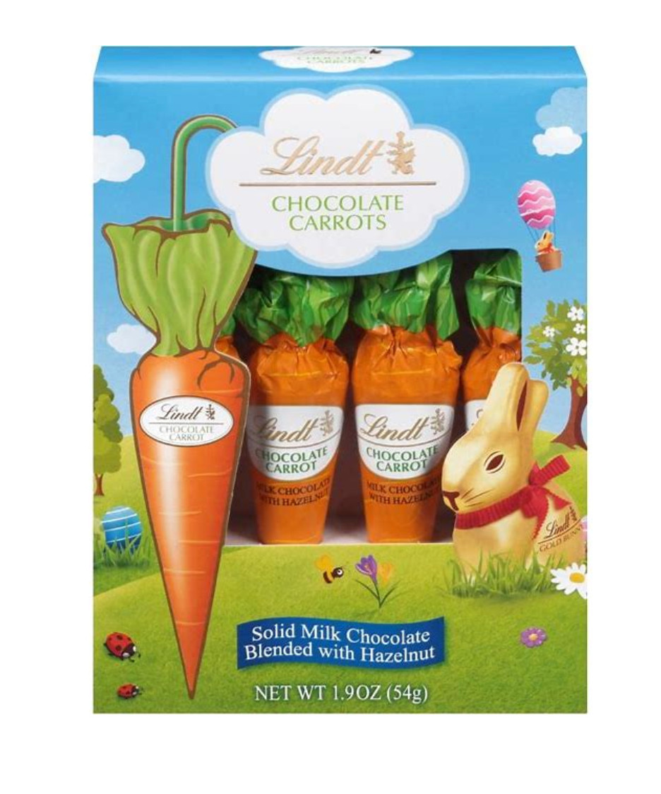 Lindt Carrots, Solid Milk Chocolate Blended W/ Hazelnut 1.9oz- 07/2026