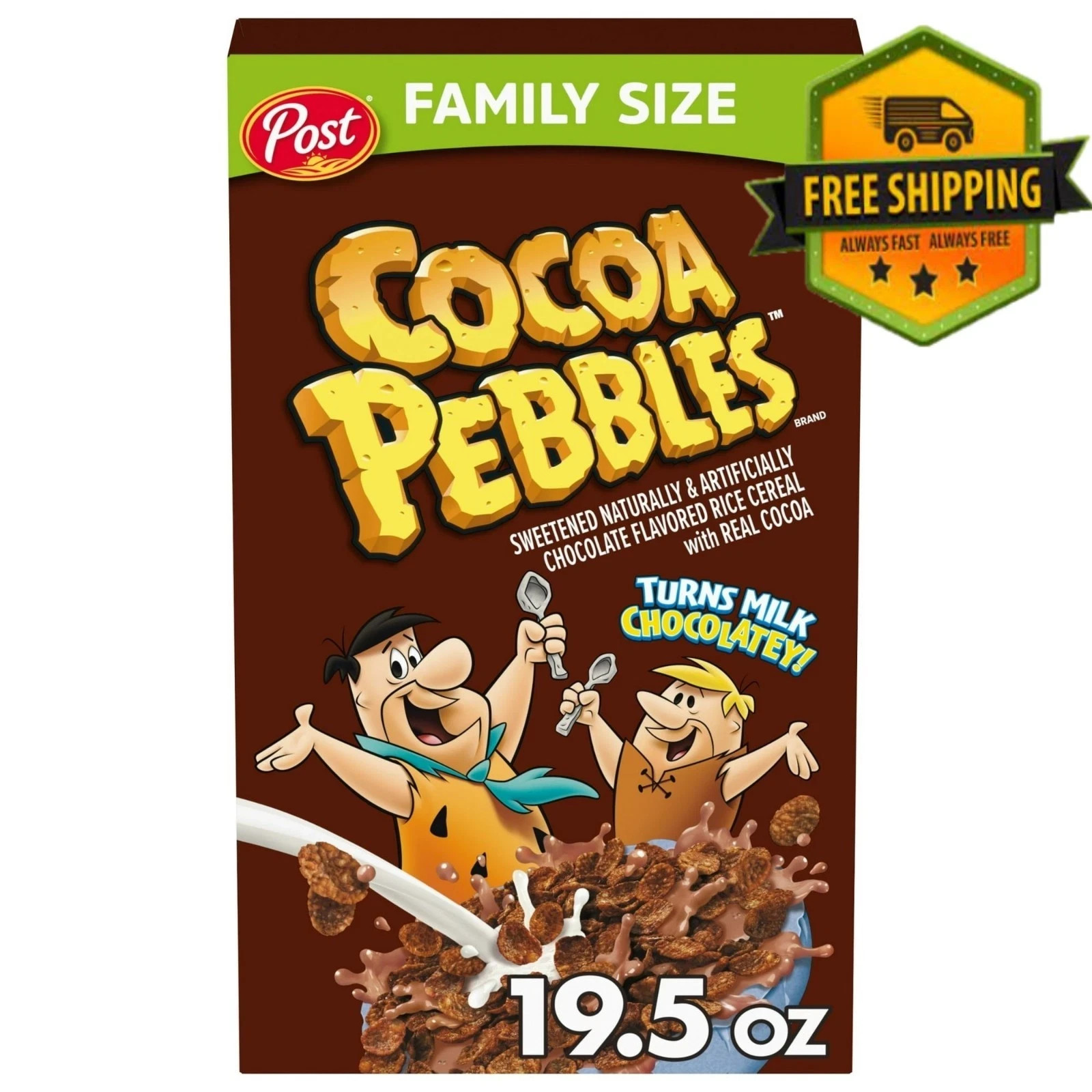 Post Cocoa Pebbles Cereal Gluten Free Chocolate Family Size 19.5oz