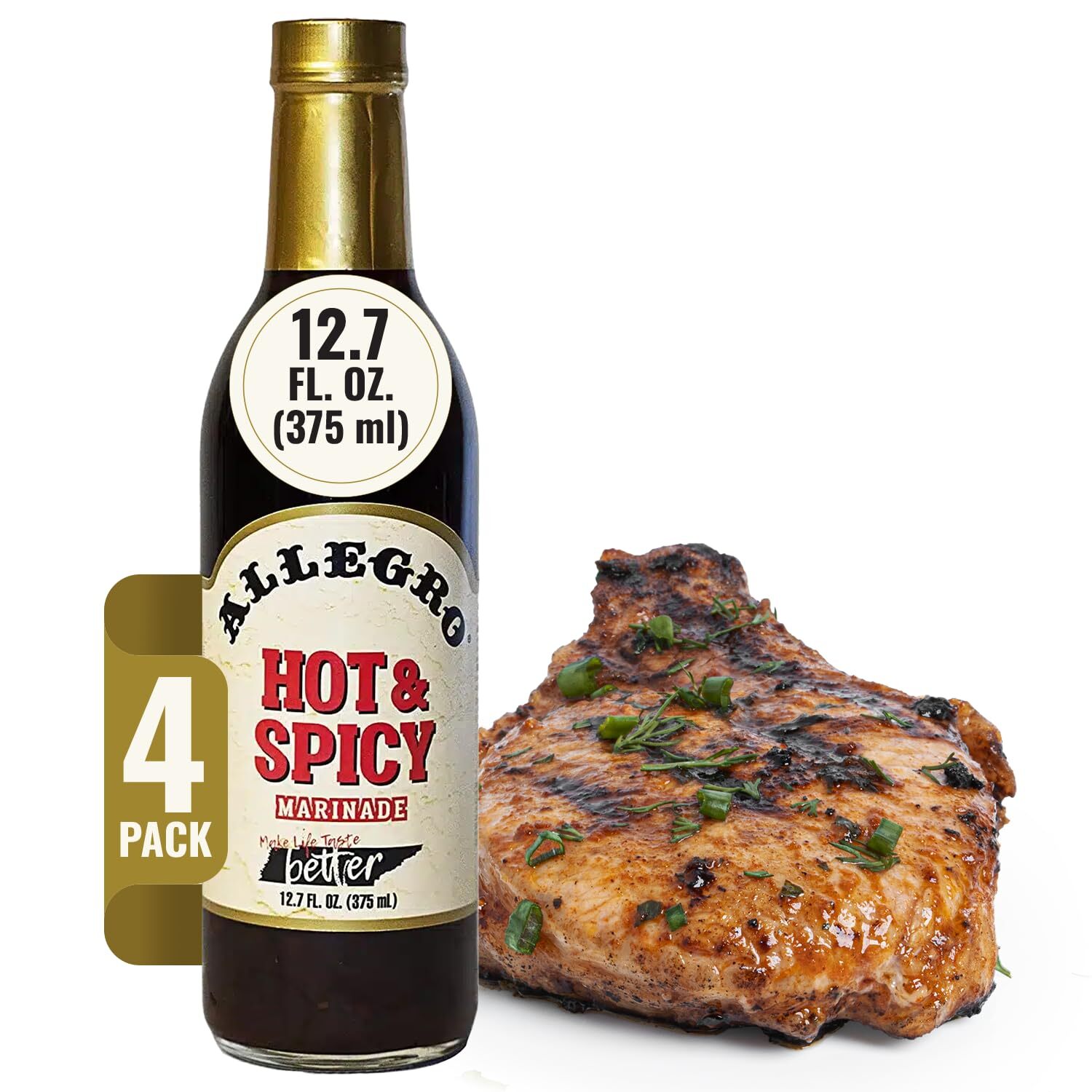 Allegro Hot Spicy Marinade 12.7 Fl Oz Pack of 4 Cajun Inspired Sauce