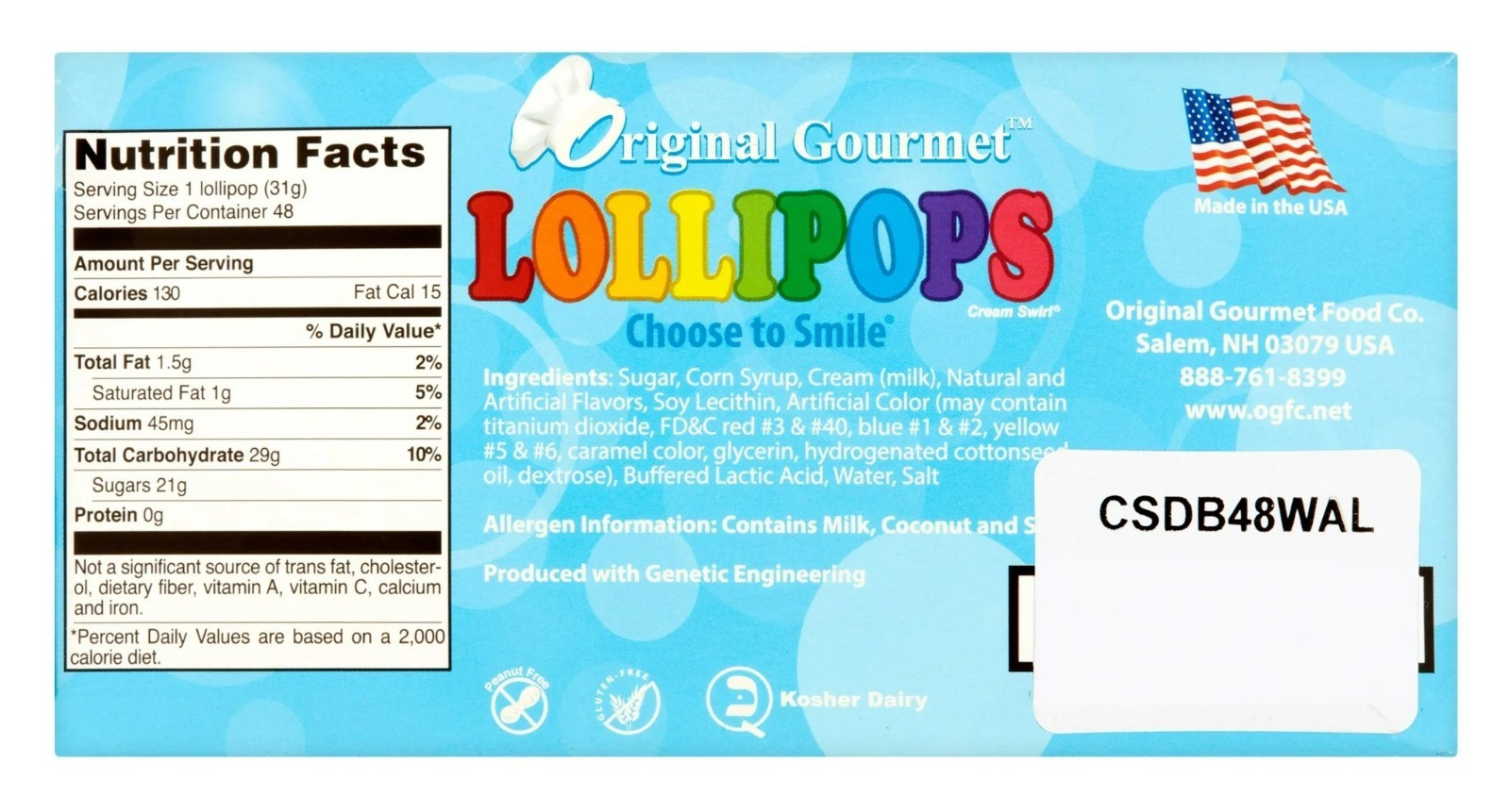 Original Gourmet Cream Swirl Lollipops, 1.1 oz, 48 count