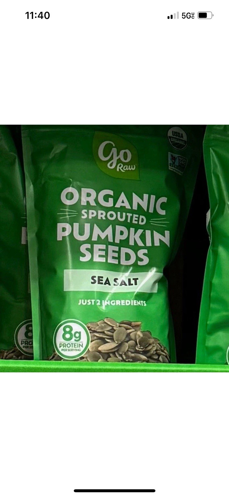 2-Packs Go Raw Organic Sprouted Pumpkin Seeds with Sea Salt – 22 Oz Each Bag