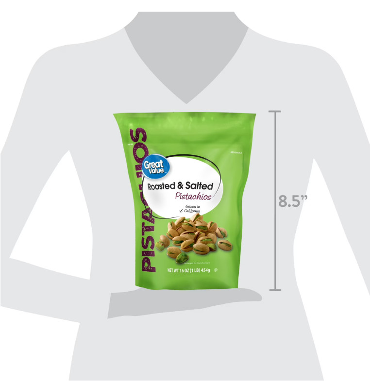 (2 pack ) Great Value Roasted & Salted Pistachios, 16 oz Resealable Bag