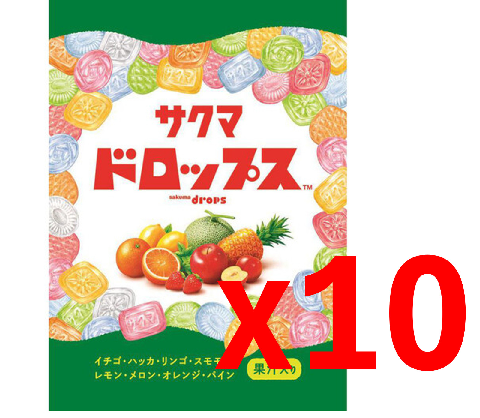 Sakuma Drops 105g x10 Packs – Assorted Japanese Fruit Candy by Sakuma Confection