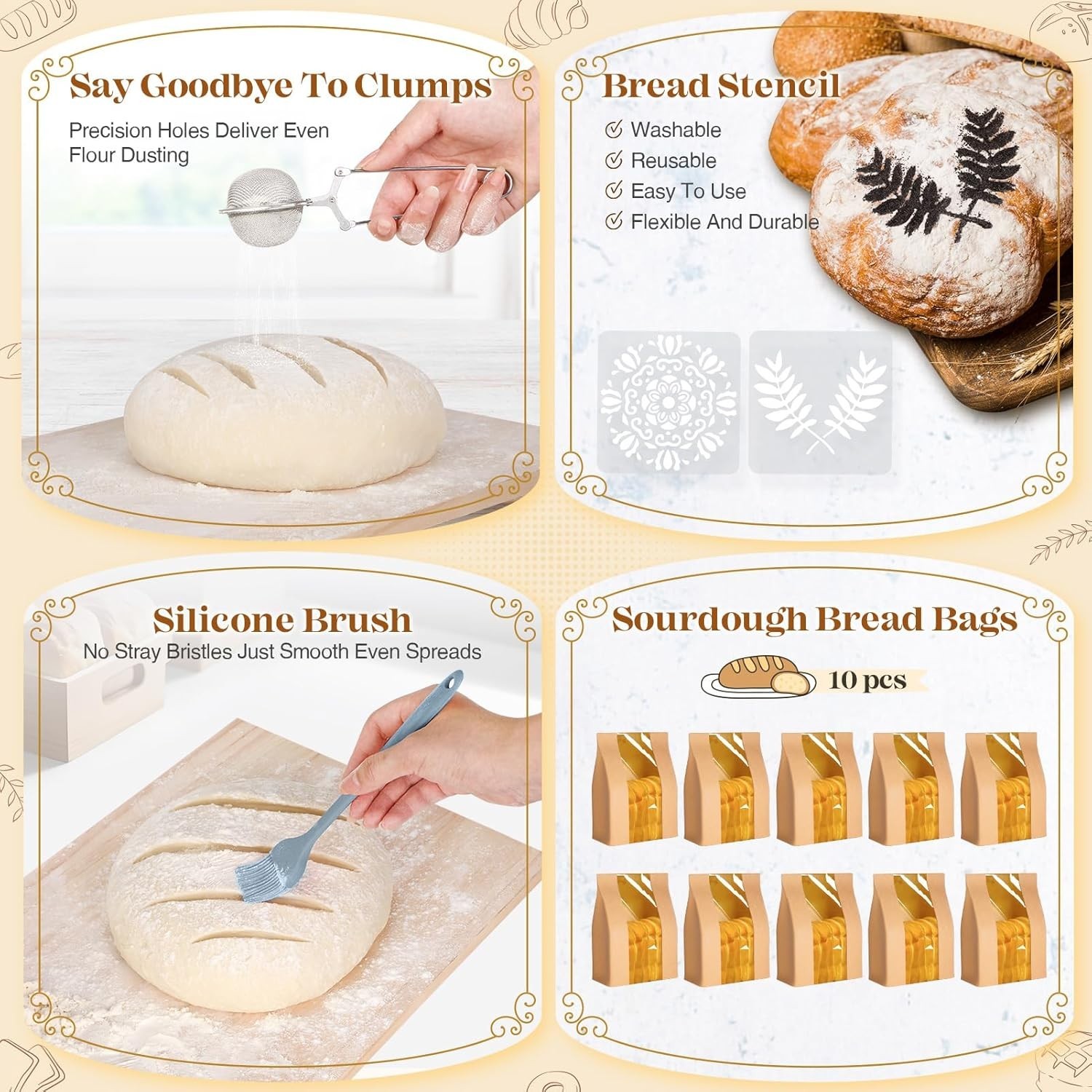 Sourdough Starter Kit, Sourdough Bread Baking Supplies, Bread Proofing Basket…