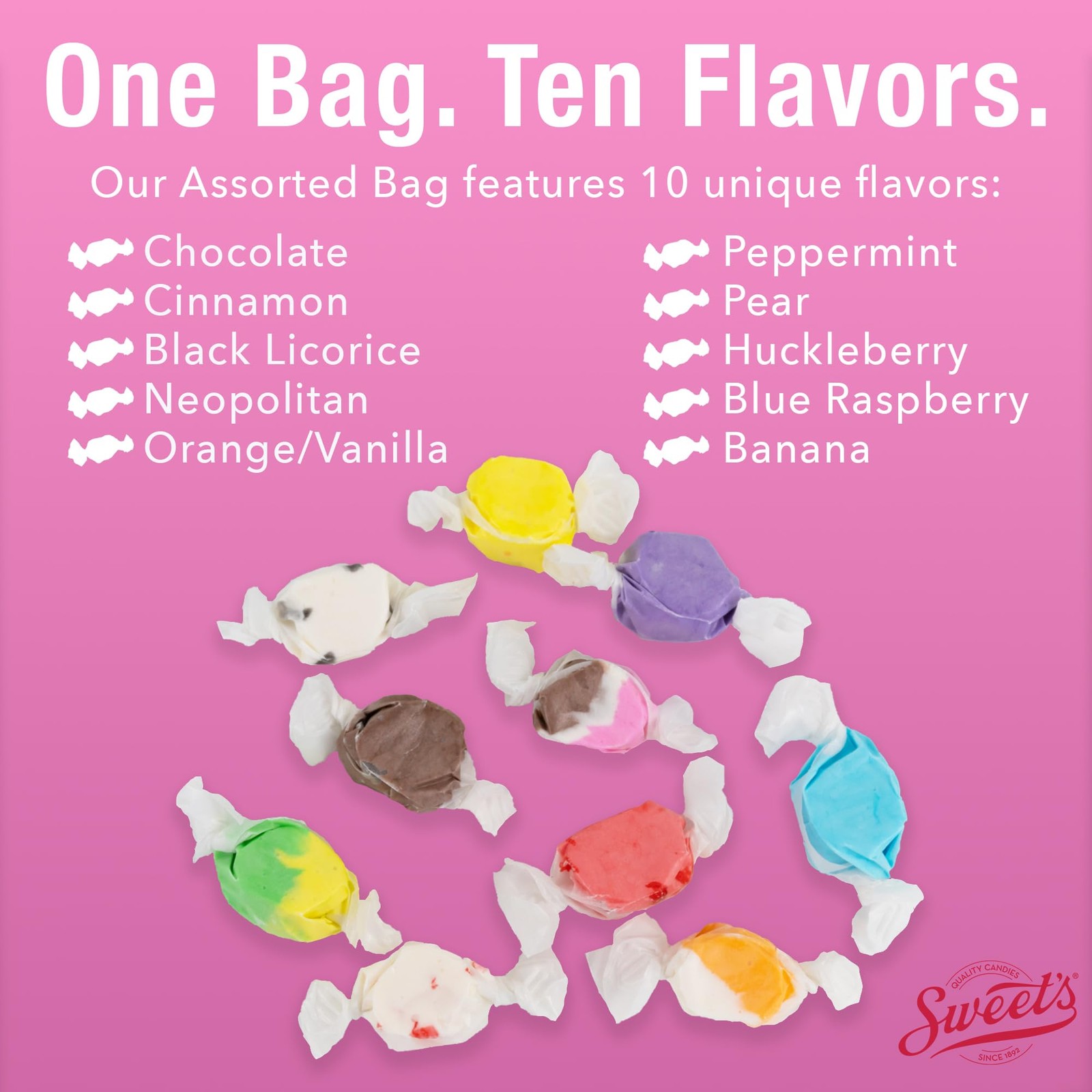 Sweet Candy Company Salt Water Taffy 3 Pound (Pack of 1), Assorted,Orange