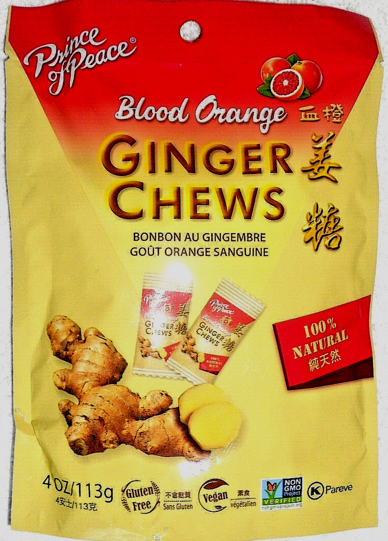 Prince of Peace Ginger Chews Candy with Blood Orange 100 Percent Natural 4 oz