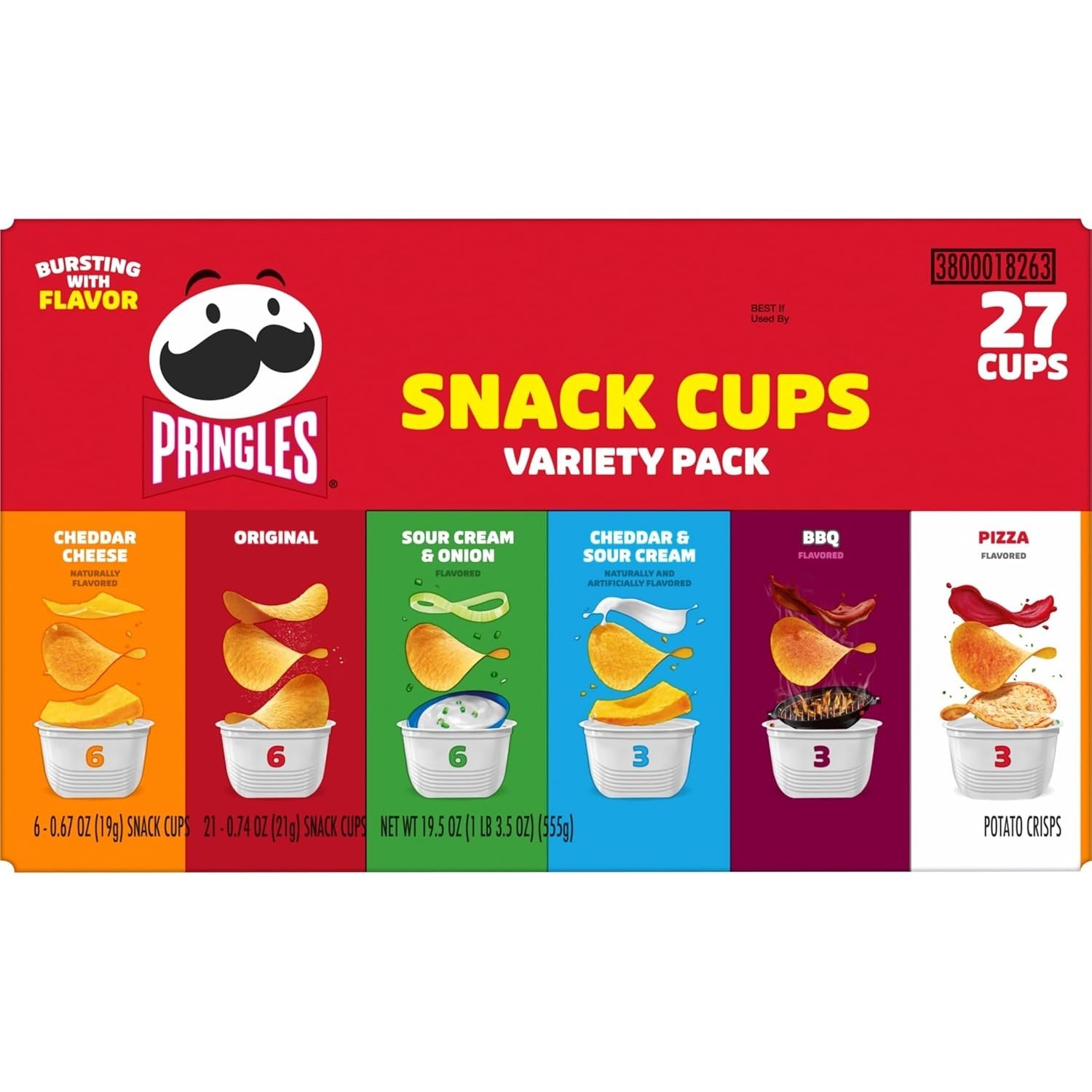 Potato Crisps Chips, Lunch Snacks, Snack Cups, Variety Pack, 19.5oz Box 27 Cups