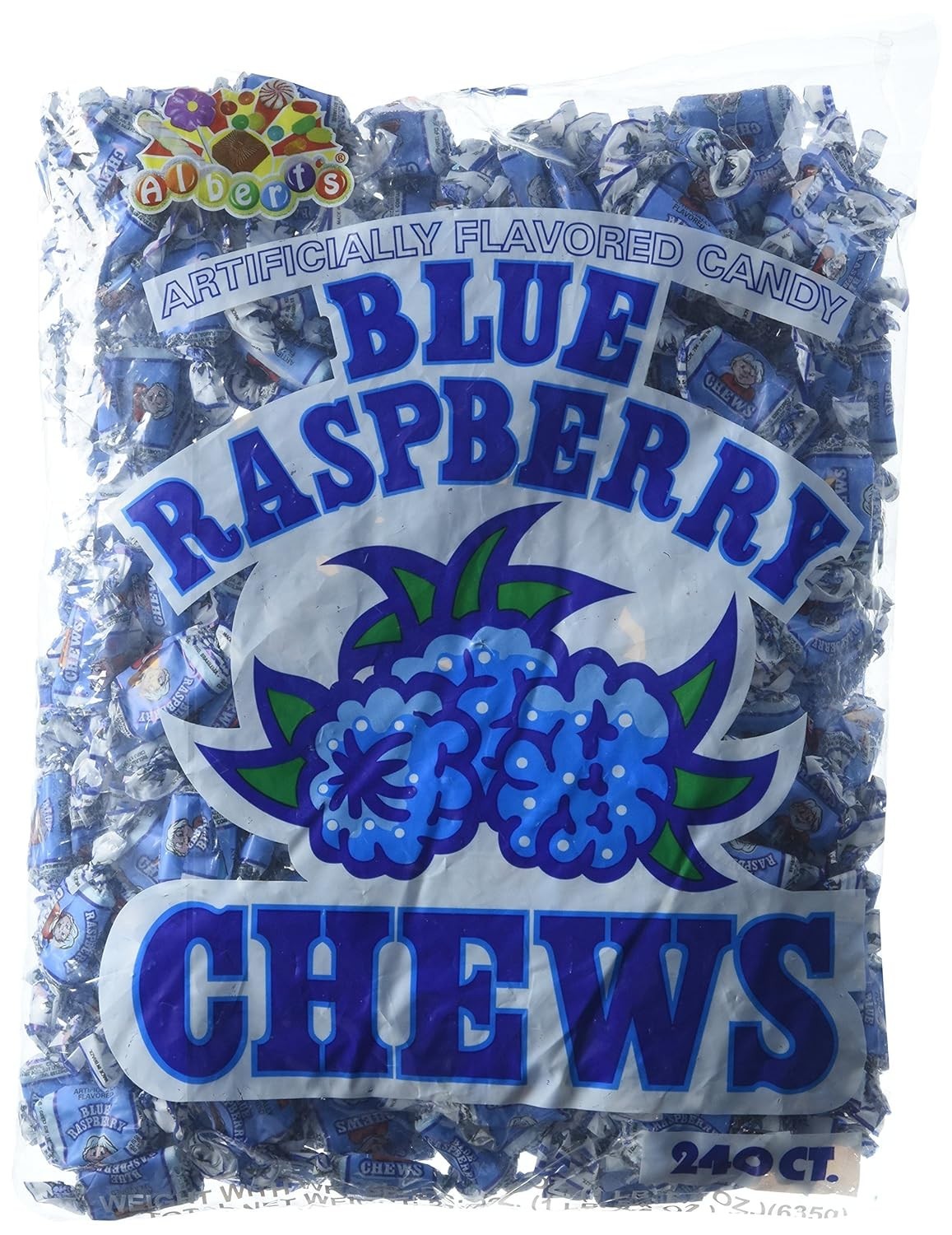 Albert’s Chews 240 Count Candy- Blue Raspberry – pack of 1 bag
