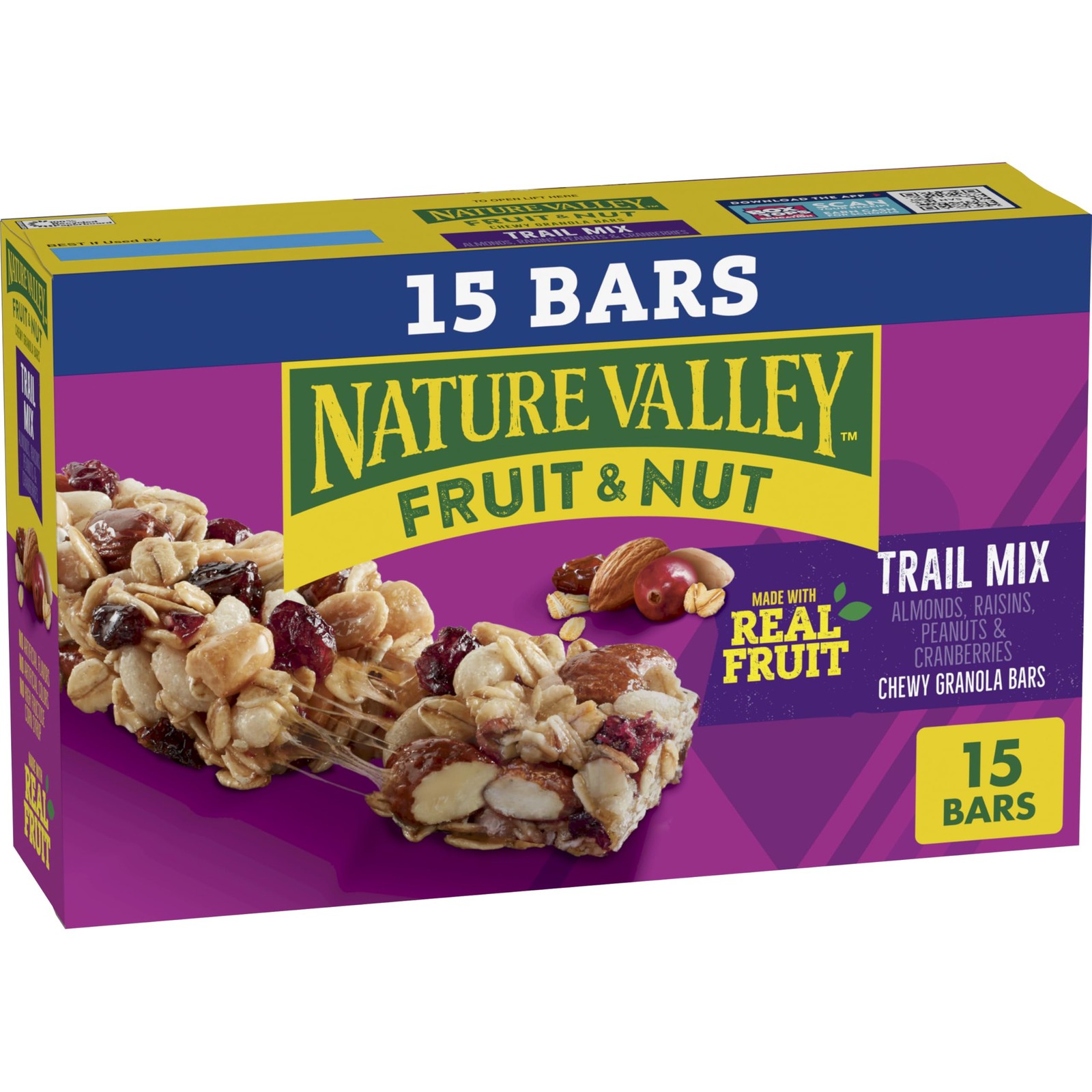 Nature Valley Chewy Fruit & Nut Trail Mix Granola 15 Count (Pack of 1), brown